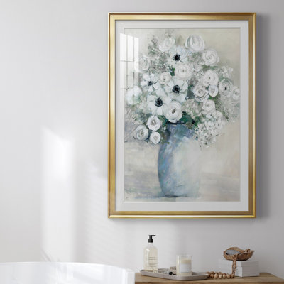 " White Anemone Bouquet " Painting Print