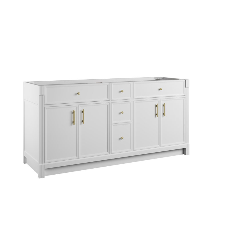 Bellshire 72" W Double Vanity, Charcoal Soapstone, Bright White