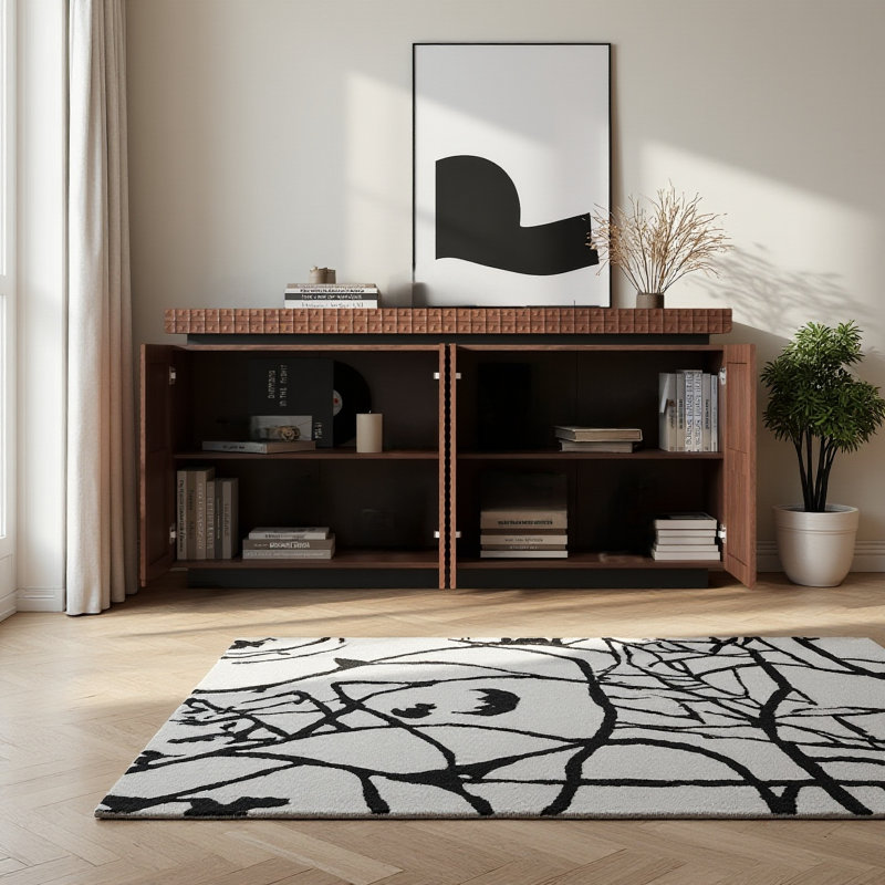 Buffet de rangement moderne 58,3 po à 4 portes et brun