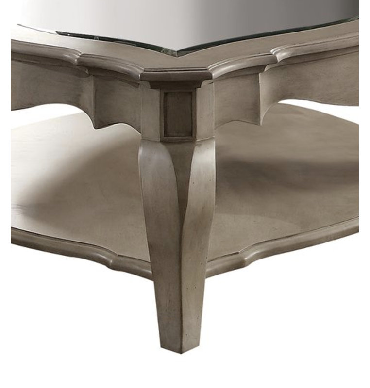 Table basse avec plateau en verre transparent