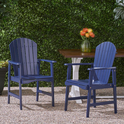 Ensemble de 2 chaises de salle à manger d'extérieur résistantes aux intempéries en bois d'acacia Adirondack