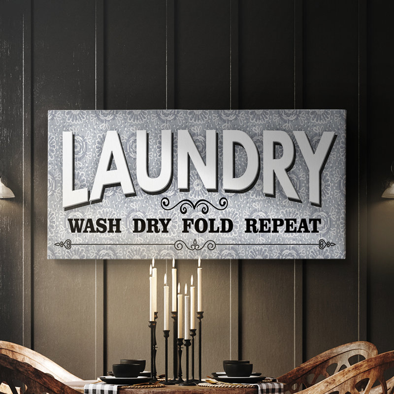 Laundry Sign Wash- Gallery Wrapped Canvas -Ready to Hang, 16" H x 32" W