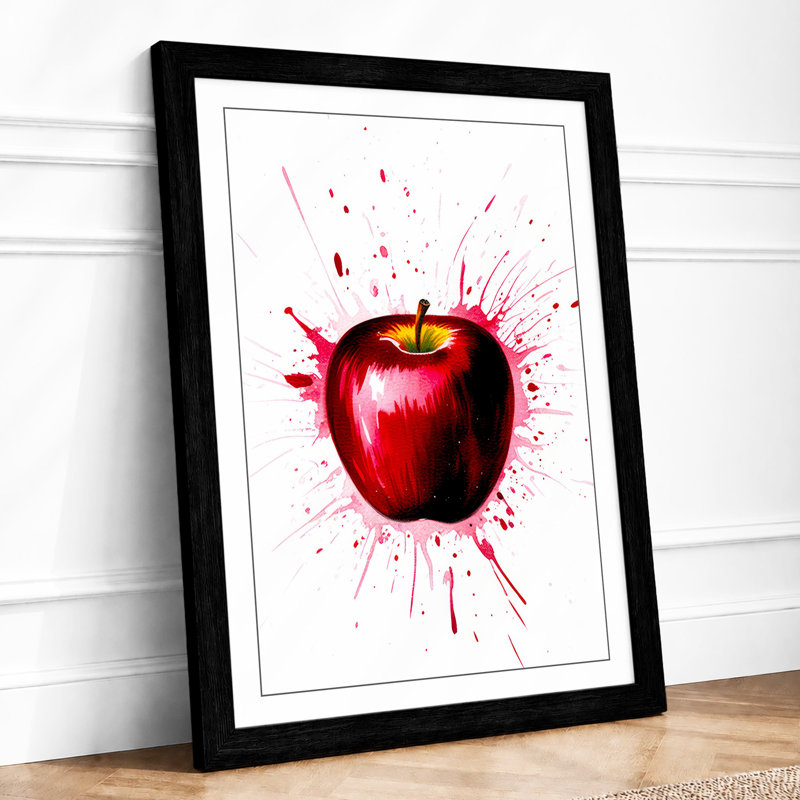 Apple Burst Modern - Framed Print, Black, A4 - 29.7 x 21.0 cm