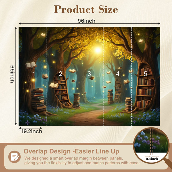Red Barrel Studio Library Peel and Stick Wallpaper Magical Forest ...