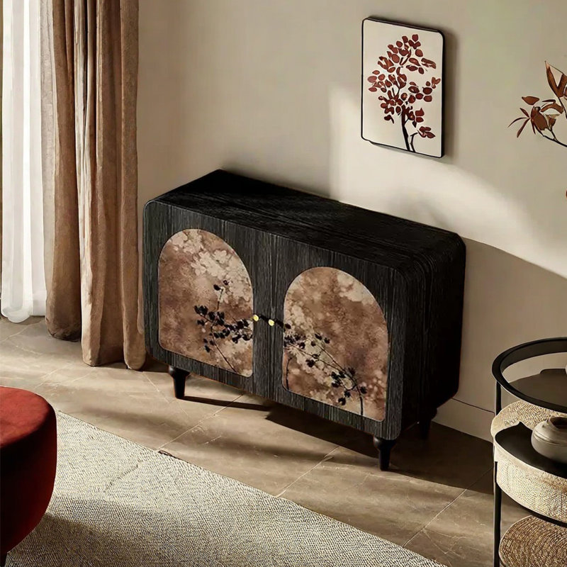 Armoire d'appoint moderne en bois massif de style français, Noir