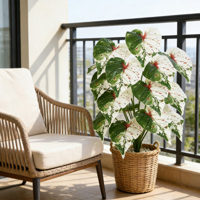 Petit pot coloré artificiel de 27 pouces, verdure intérieure simulée avec pot de fleurs en plastique, pour le bureau personnel, le salon, le balcon, le porche ou la décoration extérieure