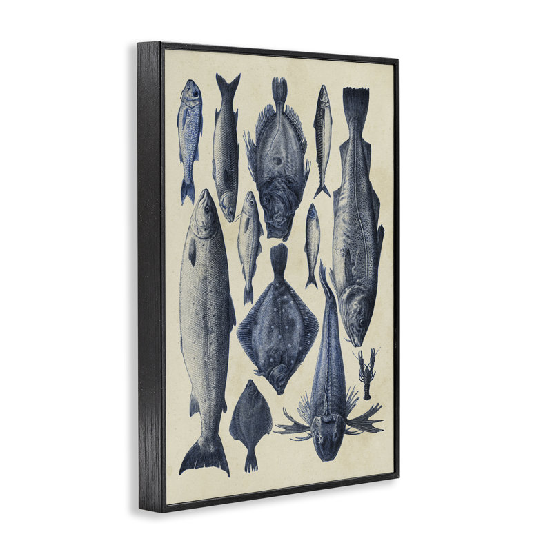 Giclée sur toile traditionnelle bleue, conception par Alicia Longley, H 18 po x l 12 po, Giclée encadrée noir minuit