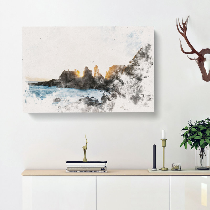 Phillip Island in Australia Watercolour - Wrapped Canvas, 40cm H x 60cm W x 4cm D