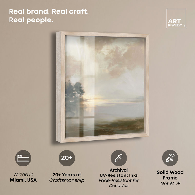 Décoration murale bord de mer Gloamed Light Shadowbox, H 20 po x l 16 po, Cadre en chêne naturel
