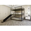 Lit mezzanine double en métal avec toboggan et échelle, maisonnette