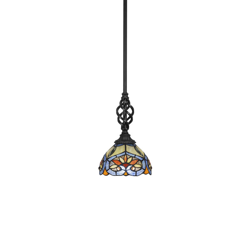 Mini-luminaire suspendu Eleganté, Bleu/jaune, H 62,25 po x l 36 po x P 7 po