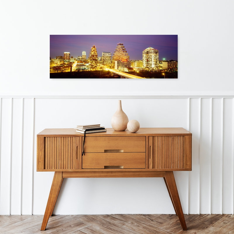 Bâtiments illuminés au crépuscule, Austin, Texas, États-Unis, H 36 po x l 12 po