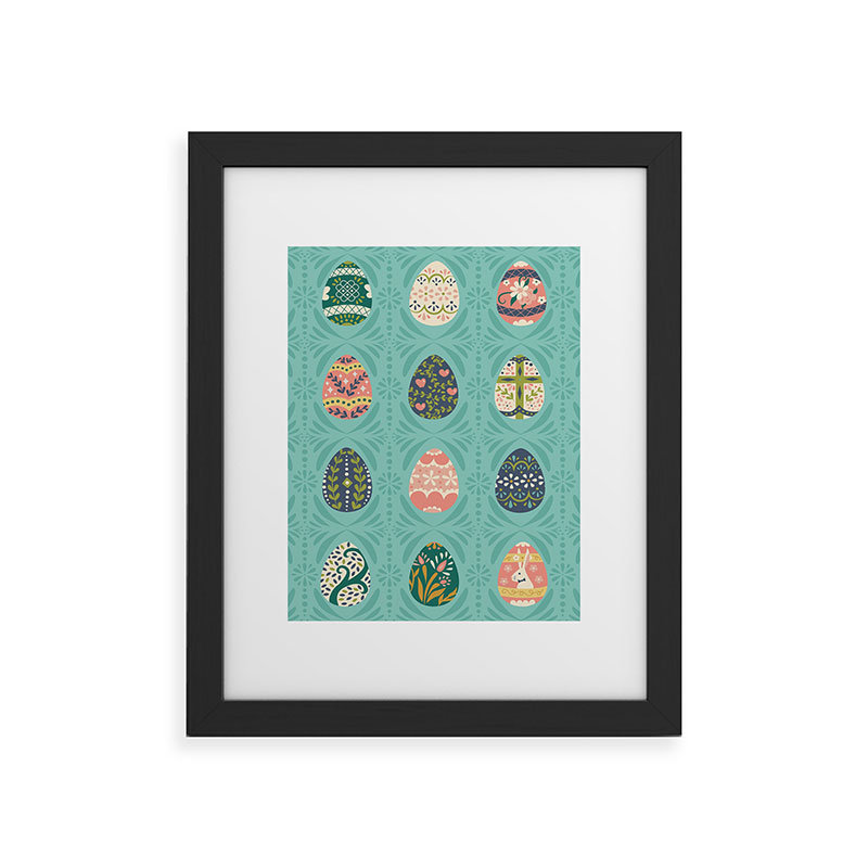 Miniature, tour et plume, œufs de Pâques floraux, aqua, H 10 po x l 8 po x P 1,5 po, Noir