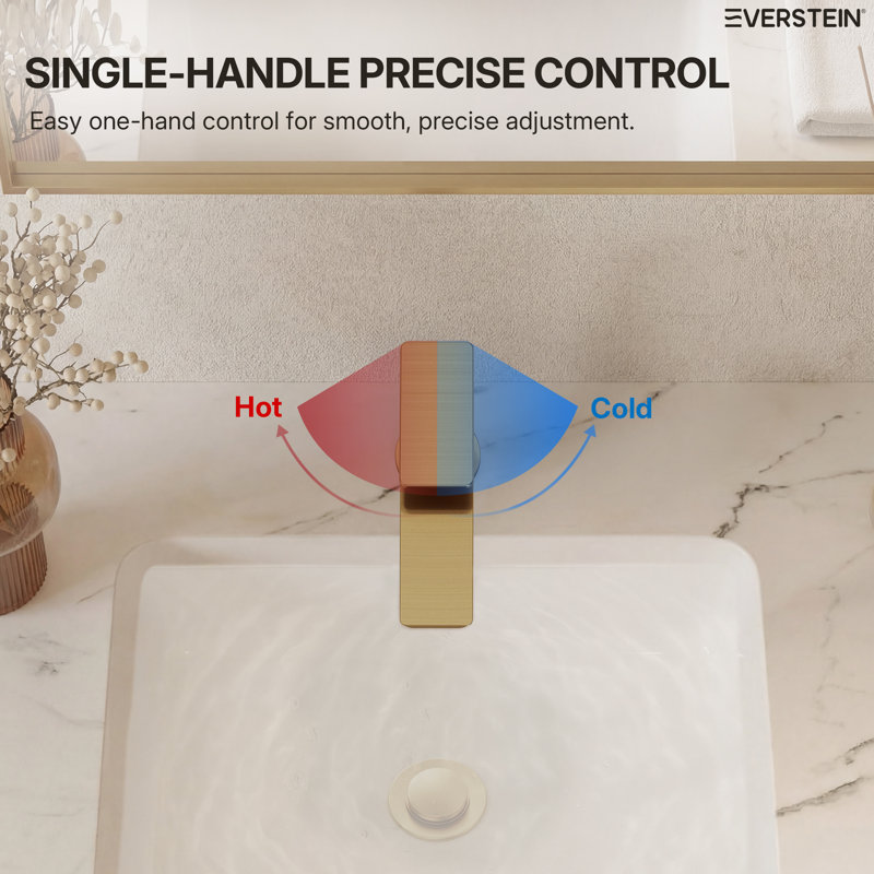  Bathroom Faucet with Drain Assembly, Single Handle Bathroom Sink Faucet , Brushed Gold
