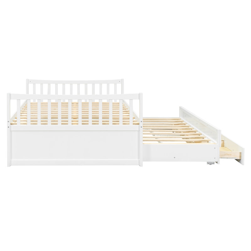 Daybed With Twin Size Trundle And Drawers, White