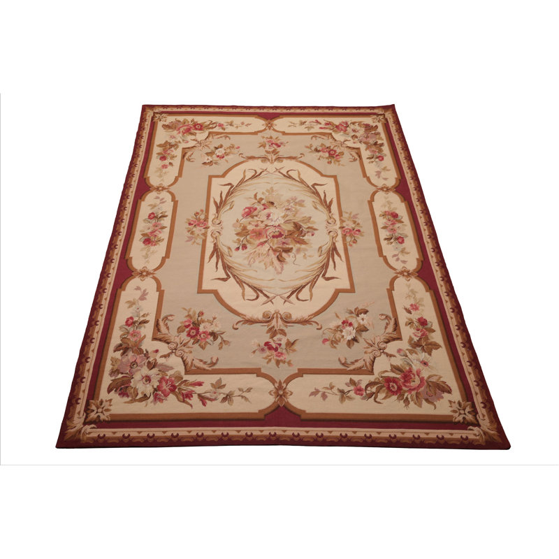 Tapis ivoire en laine tissé à la main 7 pi x 9 pi 11 po