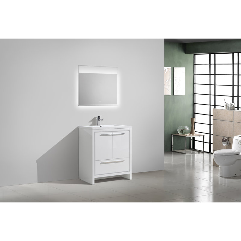 Melillo 30'' Single Bathroom Vanity Base Only, High Gloss White