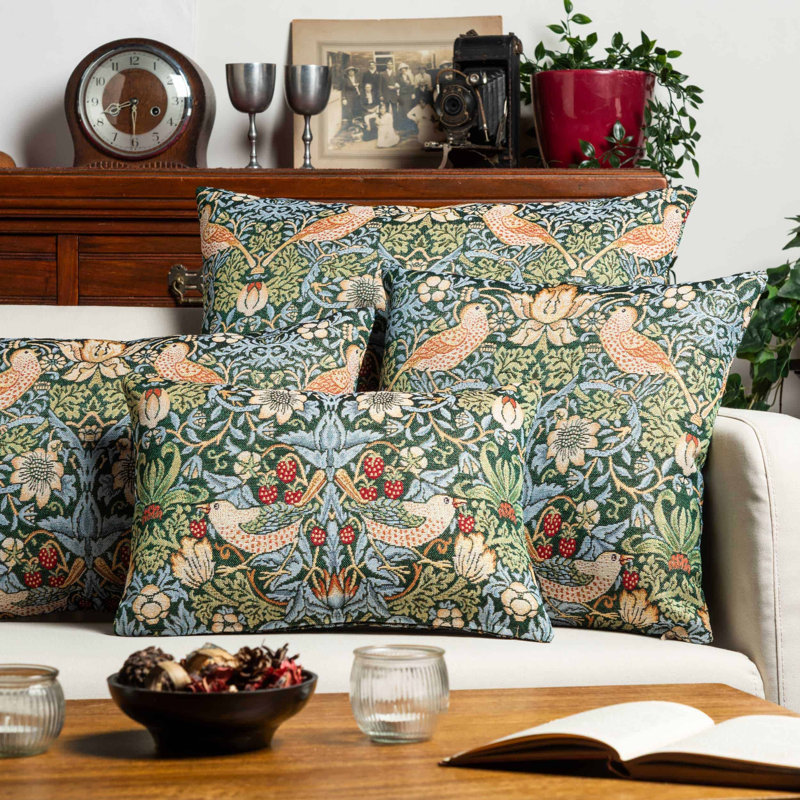 Floral Green Cushion, 43x43cm, Synthetic filled