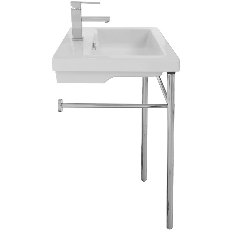 Ceramica Tecla By Nameeks Cangas 17.72'' White Ceramic Rectangular Bathroom Sink with Overflow, Single Hole