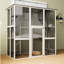 Maison pour chat en bois massif gris avec toit en asphalte, 6 plateformes d'escalade, 2 boîtes de repos, sécurisée pour le divertissement extérieur