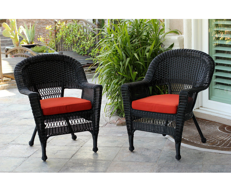 Outdoor Lounge Chair, Black, Red Orange