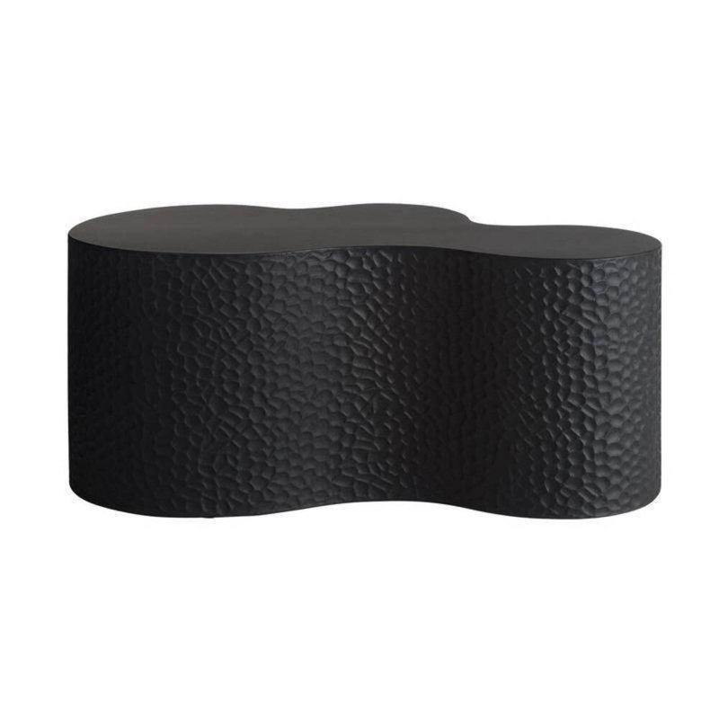 Indio Outdoor Free Form Coffee Table, Matte Black, 14" H x 37" L x 22" W