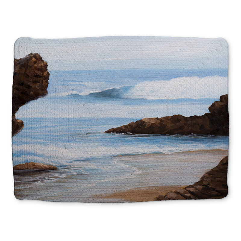 Marine Blue Braided Polyester Placemat | Rocks and Seaside Decor