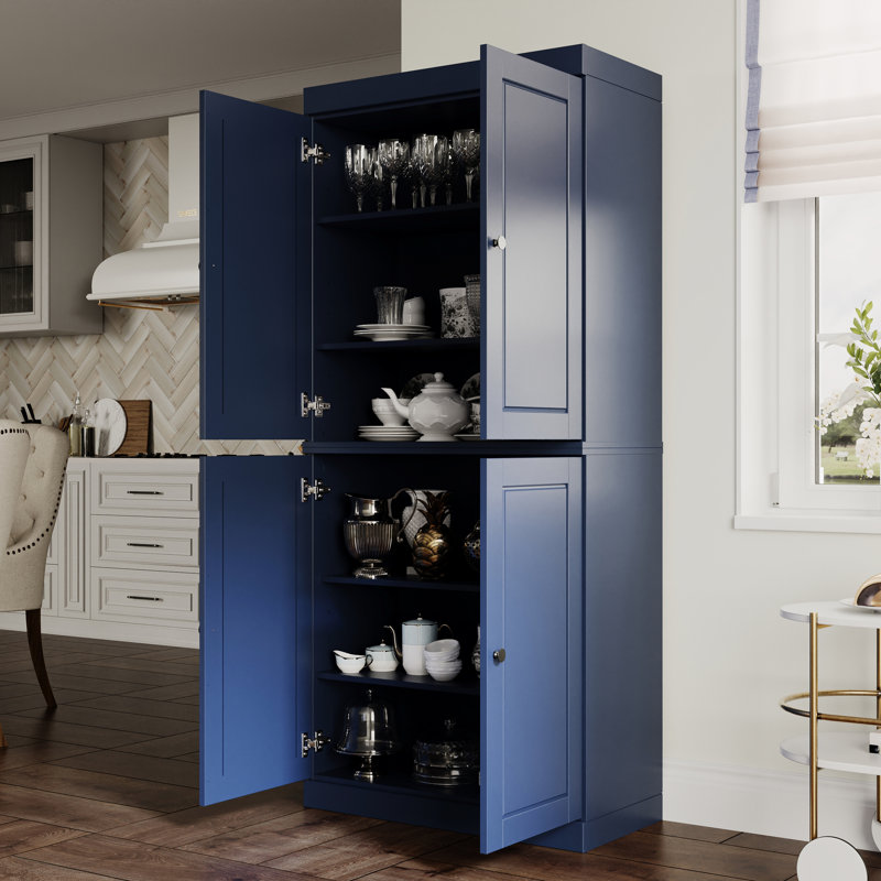 Armoire de cuisine haute 100% en bois massif avec portes Bryani, tablettes réglables, armoire de rangement modulaire, l 32 po x H 71,5 po