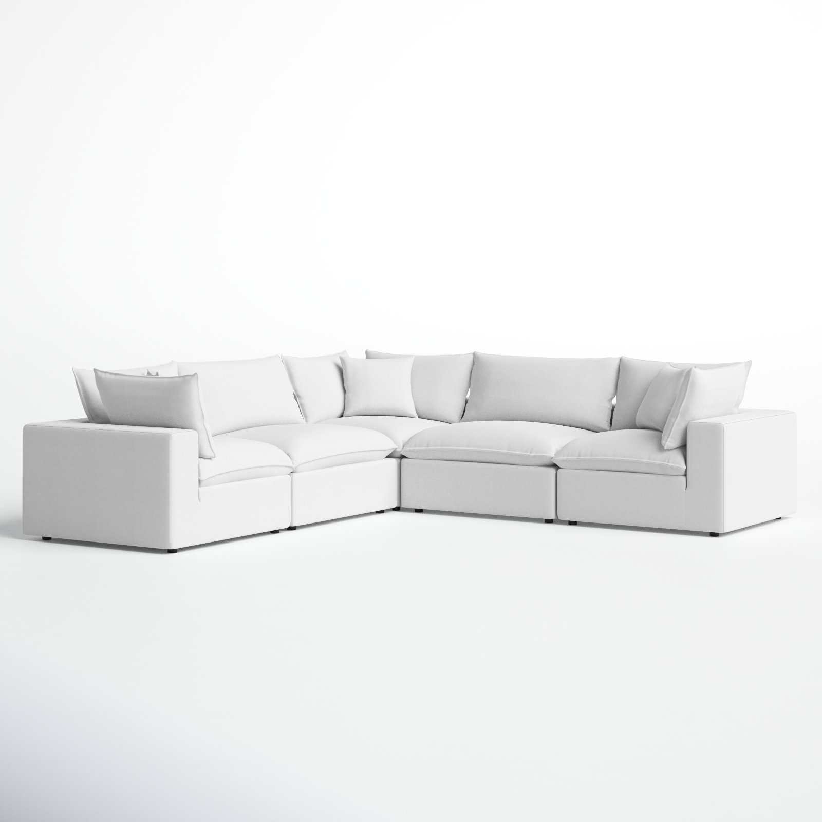 Ellaria 5 - Piece Modular L-Sectional, White Faux Leather