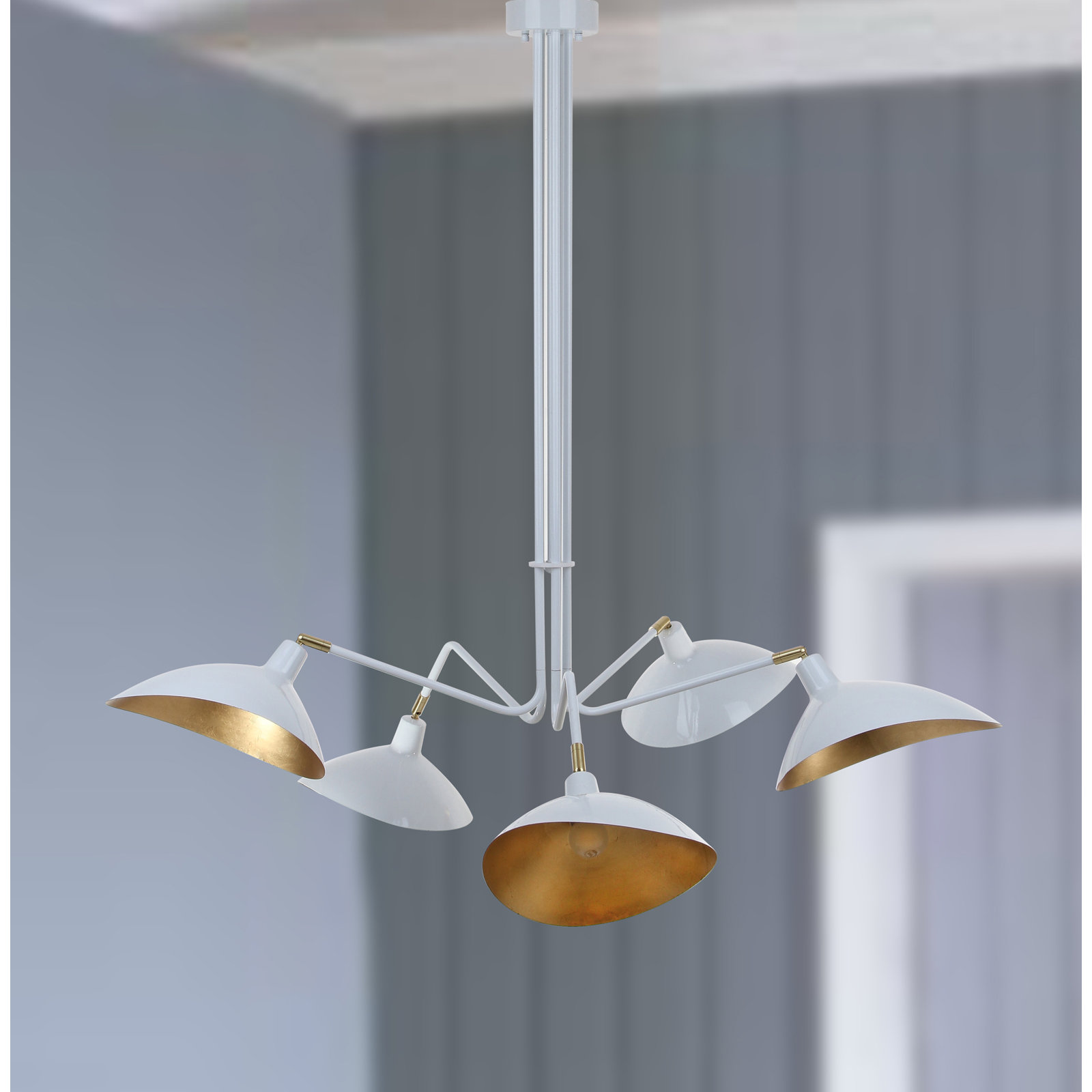 Duke 5 - Light Dimmable Geometric Chandelier, White