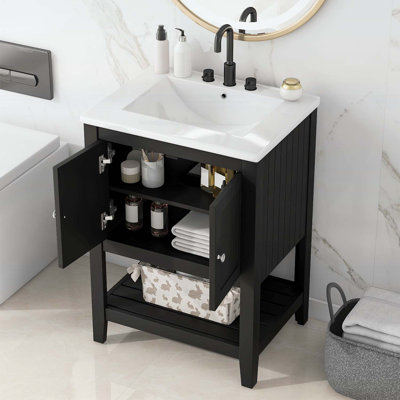 Meuble-lavabo élégant avec lavabo en céramique élégant