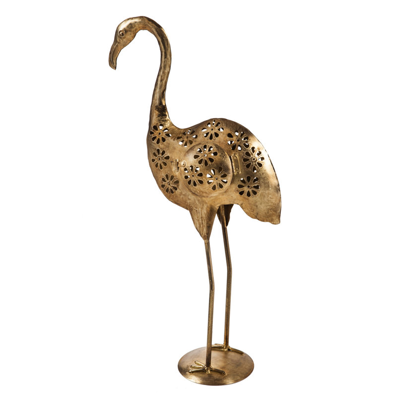 Porte-bougie flamant rose de conception à coupe en métal floral