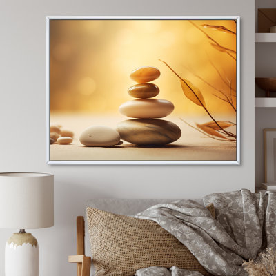 «Zen Serenity Cairn Sculpture Balance I - Spiritual Stone», reproduction sur toile encadrée