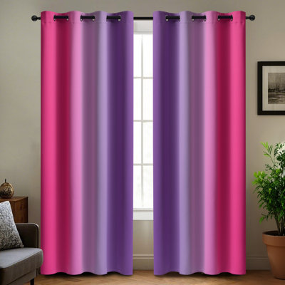 Ombre 100% Blackout Curtain-Room Darkening Grommet Drapes for Bedroom&Living Room