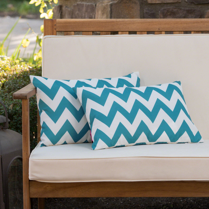  Coussin rectangulaire d'extérieur, Bleu sarcelle foncé / blanc