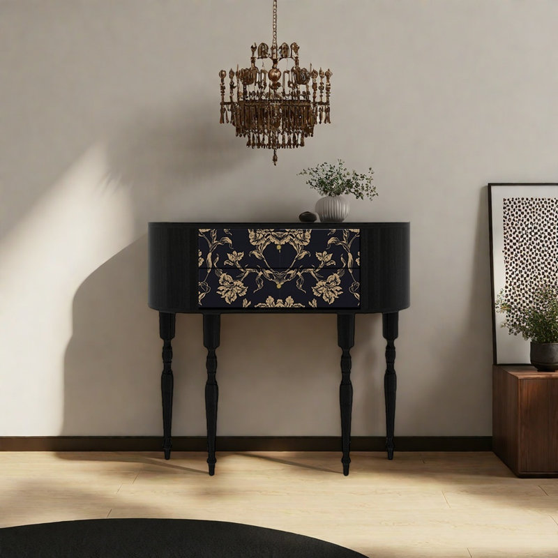 Console rétro vintage avec 2 tiroirs, H 35,43 po x l 39,37 po x P 11,81 po