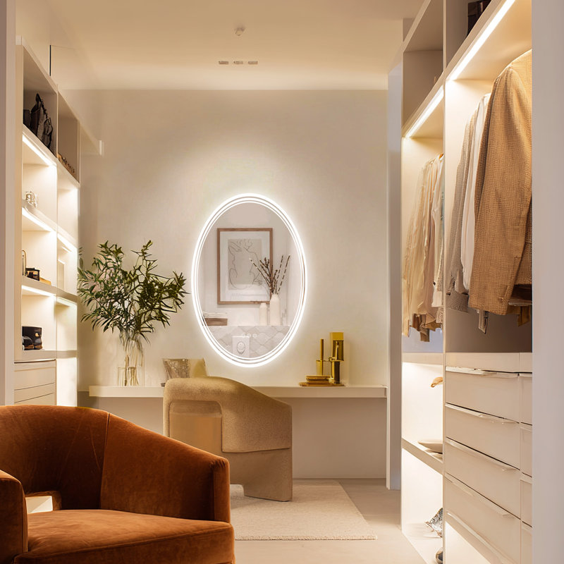 LED Oval Bathroom Mirror With Lights Vanity Mirror, With Dimmable Anti Fog Function, 36" x 24", Oval