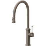 Davoli Pull-Down Kitchen Faucet with Button Sprayer - High Arc Spout