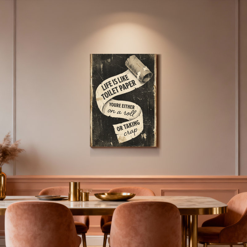 «Life Is Like», papier toilette imprimé sur toile, impression typographique rétro pour le décor de la salle de bain