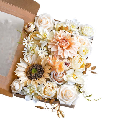 Fleurs artificielles pour les décorations de centres de mariage bricolage, fausses fleurs de tournesol Dahlia pour la décoration Bouquets de mariage bricolage fleurs de gâteaux fausses arrangements floraux pour les centres de table de fête de mariage Home Decor Spring Decor