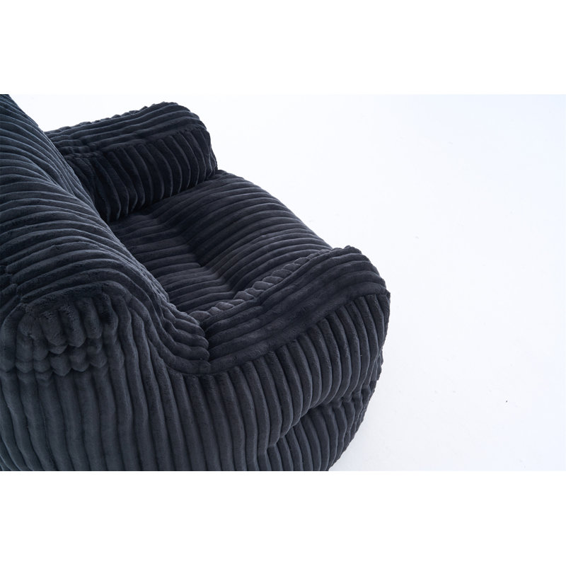 Fauteuil à billes en velours côtelé doux et moelleux rempli d'éponge à mémoire de forme, Velours côtelé noir