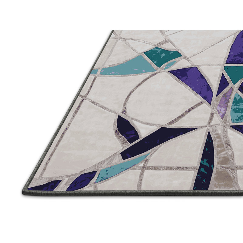 Tapis gris soyeux et moelleux, Rectangle 5 pi x 7 pi