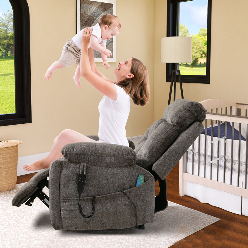 Chira Oversized Lay Flat Electric Lift Recliner Chair with Massage & Heat,Dual Motor., Dark Brown