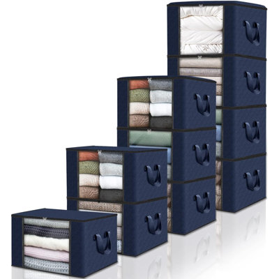 10 Pack Clothes Storage, Foldable Thick Fabric Blanket Storage Bags, Storage Containers For Organizing Bedroom, Closet, Clothing, Comforter, Organization And Storage With Handle
