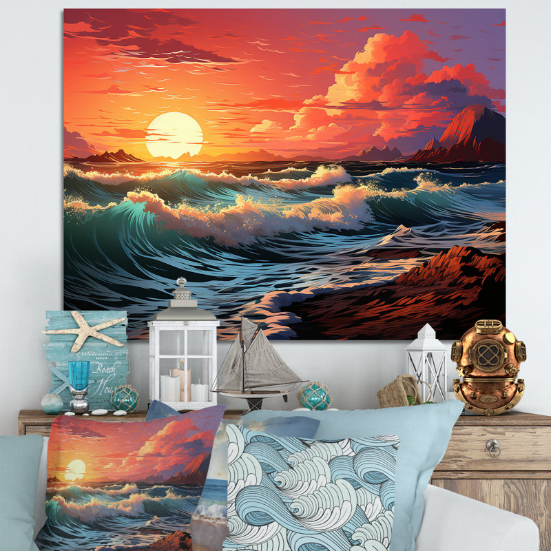 " Rainbow Beach Sunset ", Wrapped Canvas, 16" H x 32" W x 1" D