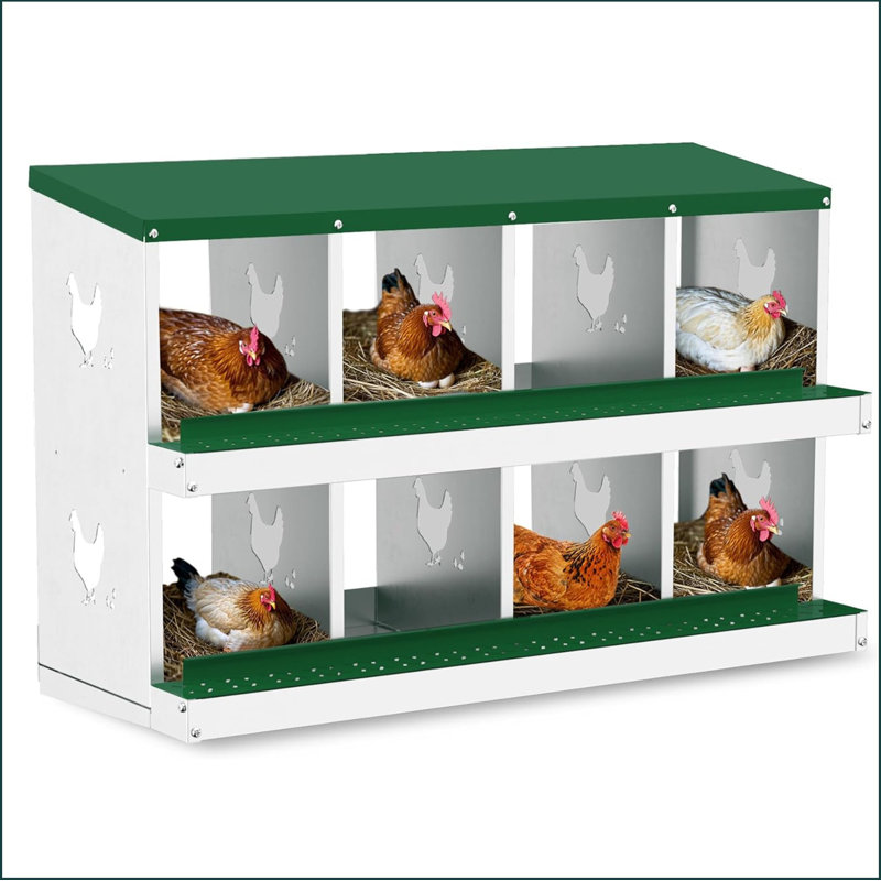 6 boîtes de nidification de poulet en métal à 6 compartiments pour poulailler, boîte à œufs roulante, nettoyage facile, équipement de volaille ventilée