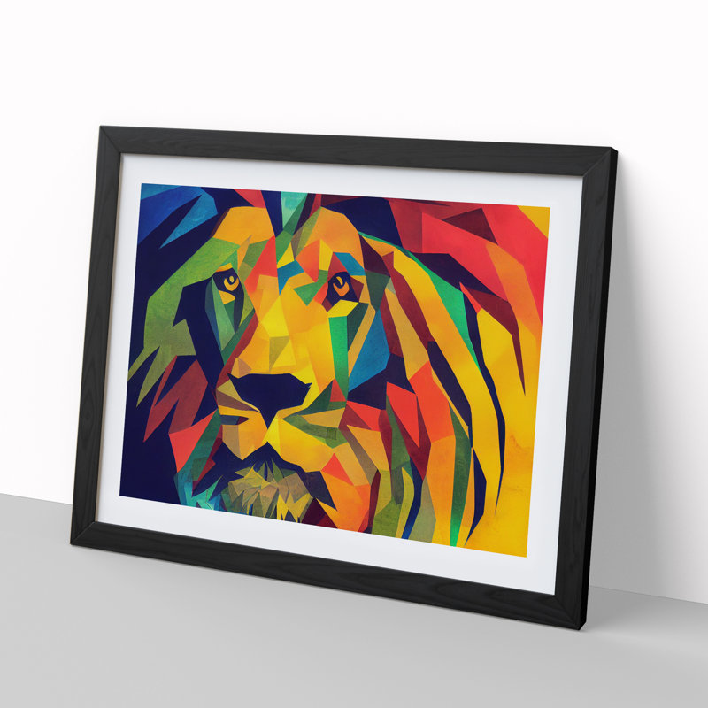 Abstract Lion Vol.3 - Framed Print, 34cm H x 46cm W x 2cm D, Black