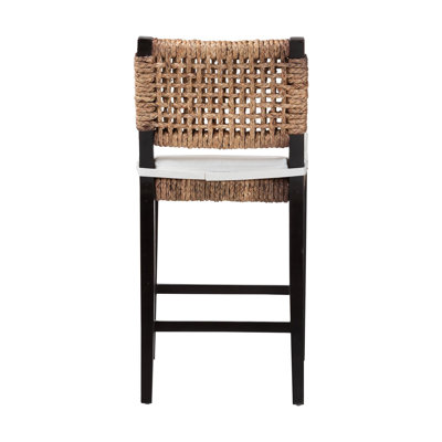 Tabouret de comptoir en bois d'acajou et de jonc de mer 24,2 po Benjamin