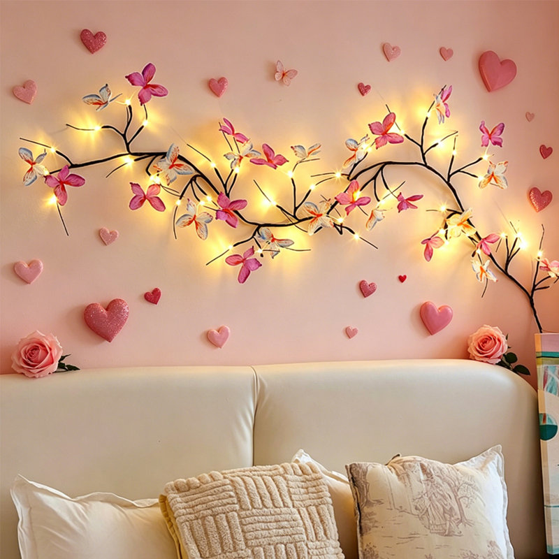 63in 72LED Butterfly Tree Branch Light for Wall Blossom Willow Vine Twig Garland USB Light For Home Party Holiday Decoration