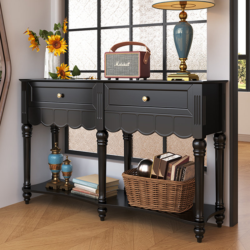 Console rétro de style français noir, H 35,4 po x l 47,2 po x P 15,7 po